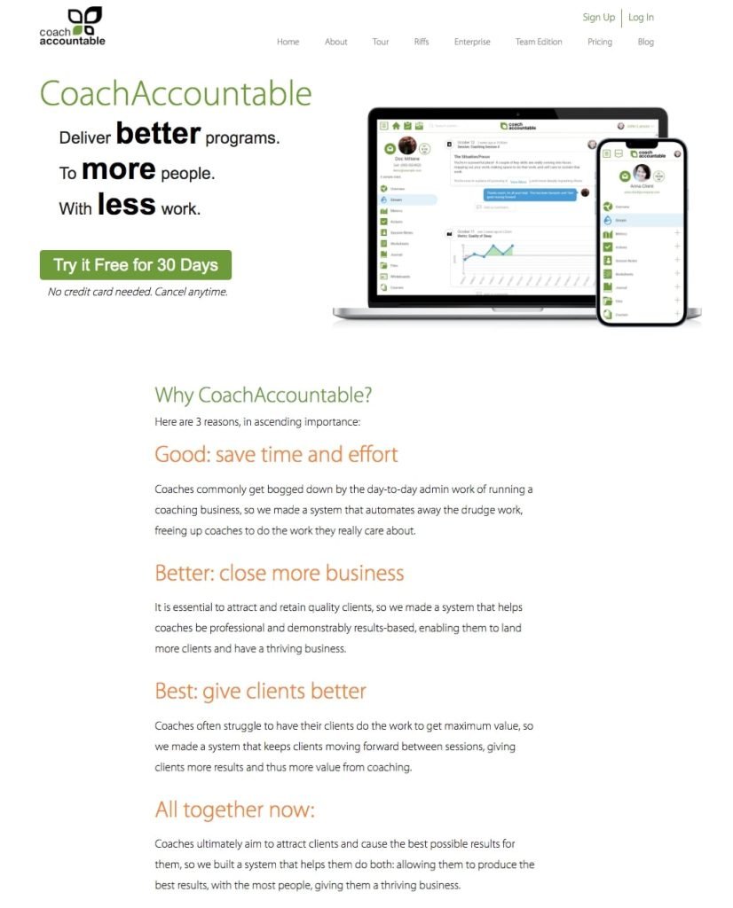 CoachAccountable homepage