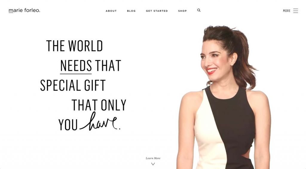 Life Coach Website Example - Marie Forleo