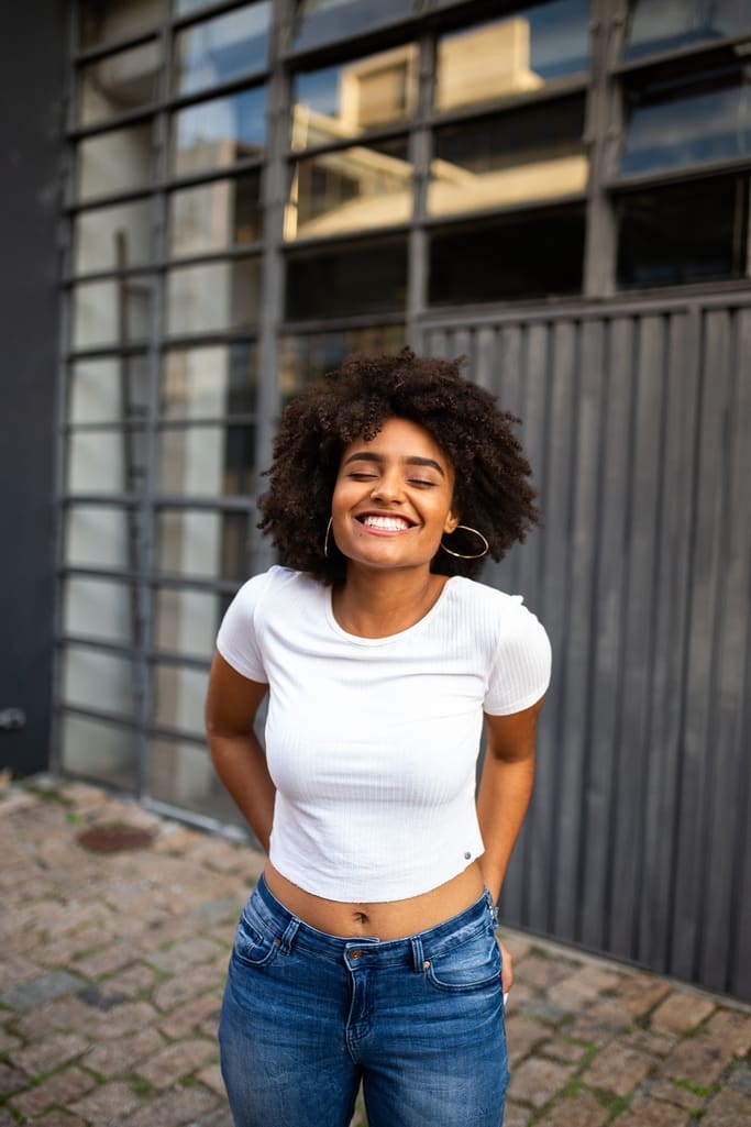 woman beaming with pride